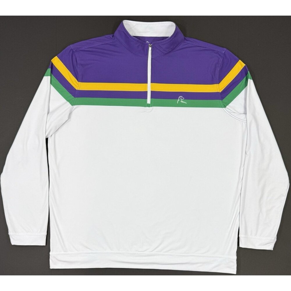 Rhoback Mens Horizon Block Performance Q-Zip Pullover 2XL White Reauxback Purple